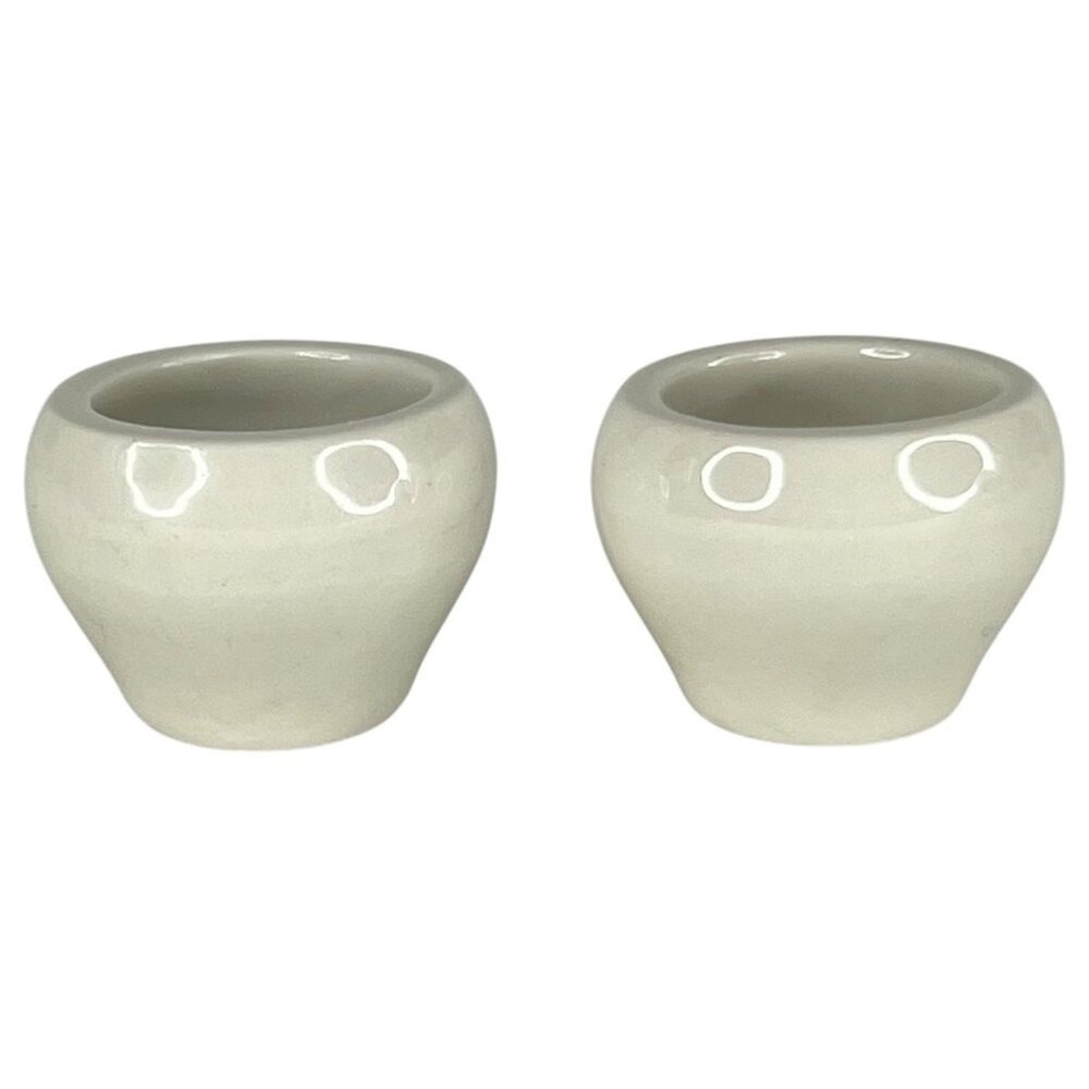 2 Vintage Hall China Open Salt Cellars White Ceramic Made In USA 1153 Dip Set